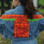 Jas denim oranje hart