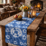 Stof katoen Indigo Shibori dinner