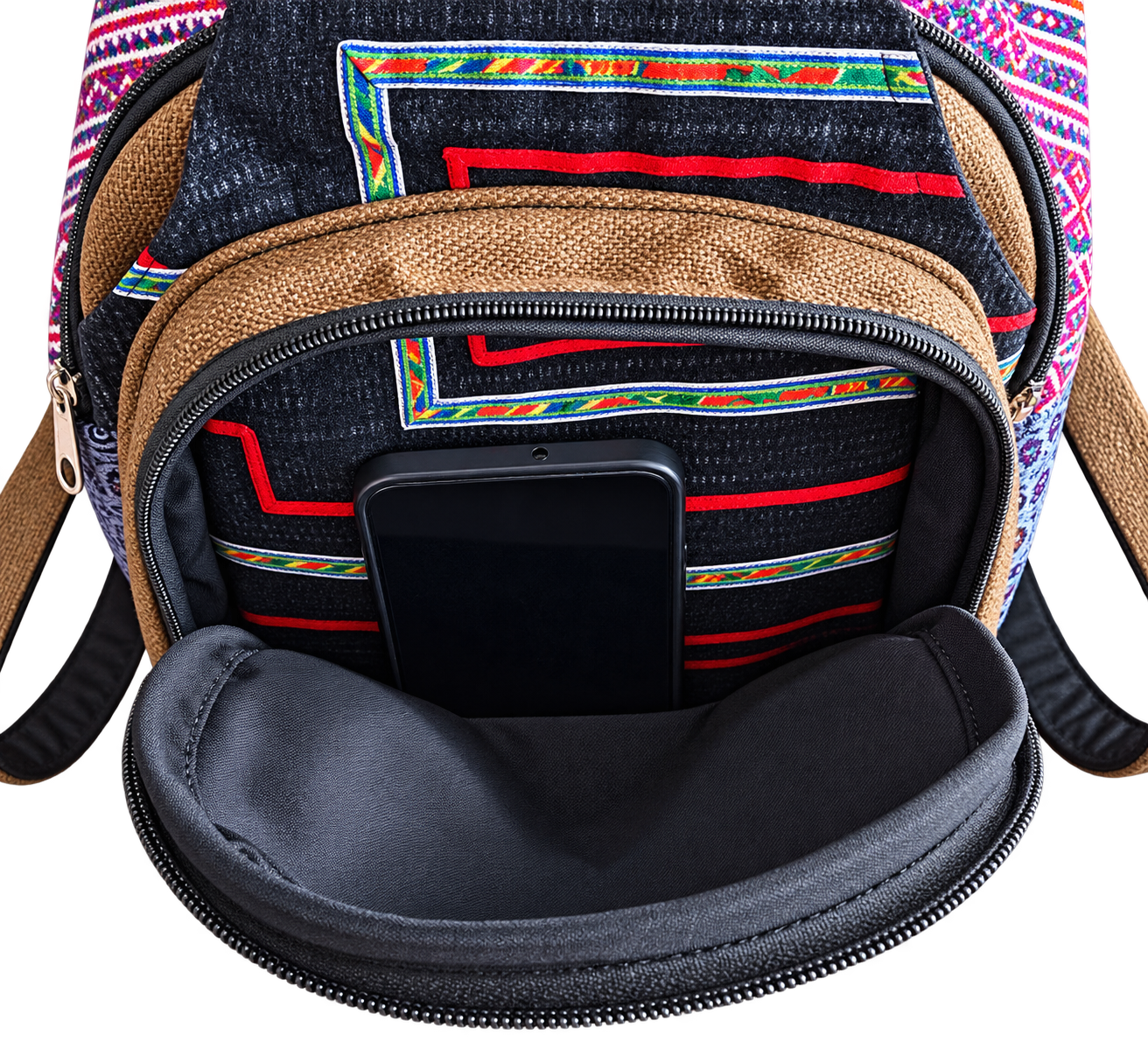Rugzak Borduurwerk Paars vakje